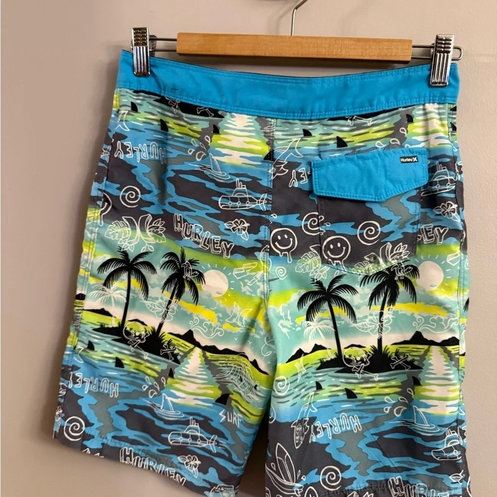Hurley Men's Scenic Beach Swim Shorts - Blue and Yellow